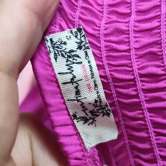 Free People Meant To Be Magenta Satin Tie-Front Mini Slip Dress ✨ Size XS - Picture 5 of 13